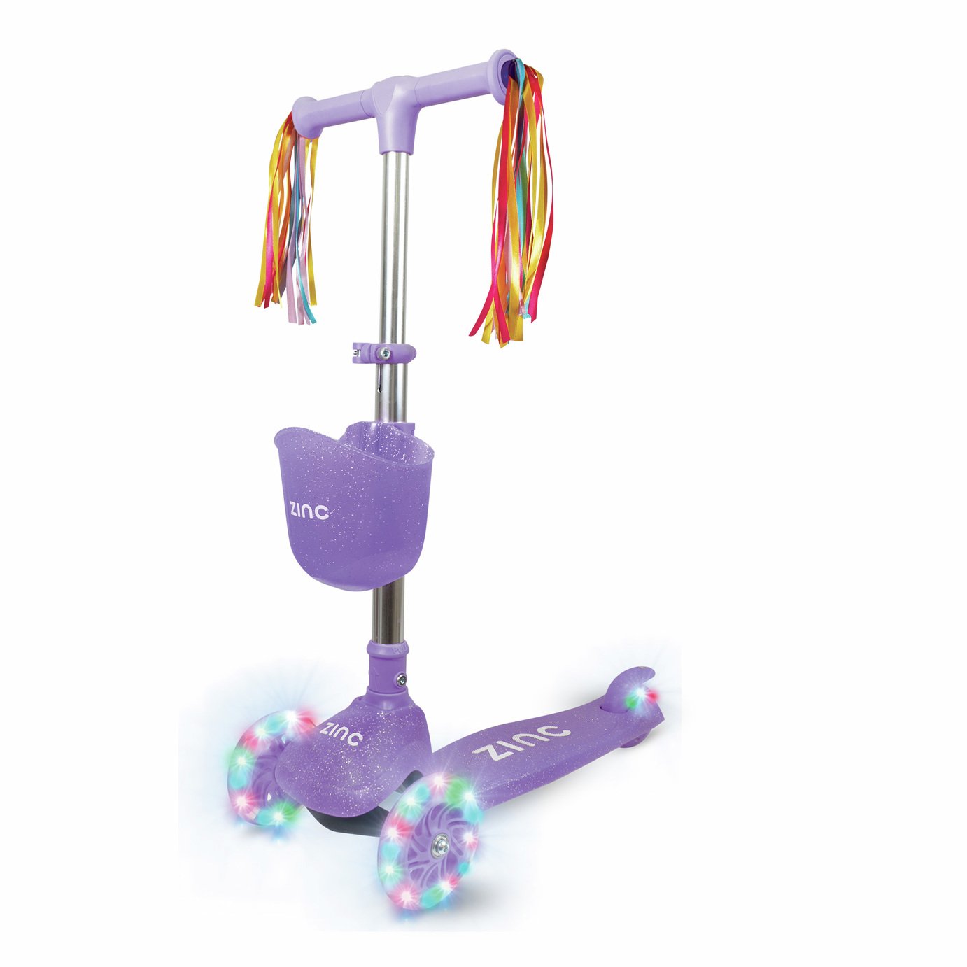 Zinc Three Wheel Glitter Scooter - Purple