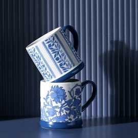 Habitat x Morris & Co. Inky Set of 2 Tankard Stoneware Mugs - Blue
