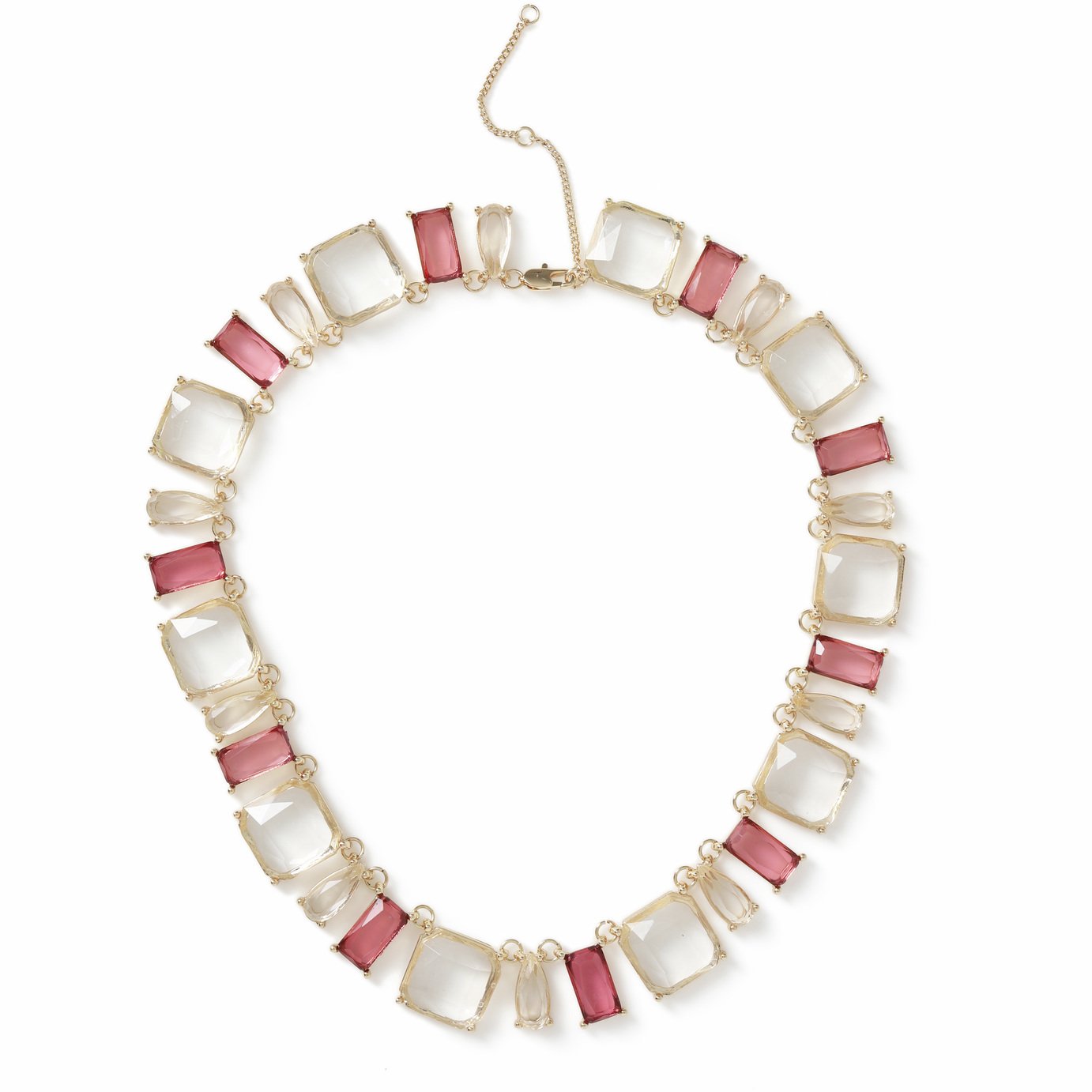 Freedom Multi Pink and Clear Square Crystal Necklace