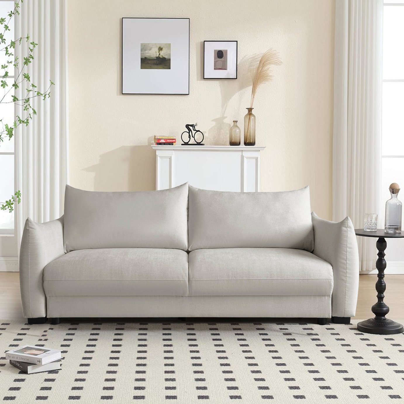 Dorel Bronte Fabric 3 Seater Sofa Bed - Natural