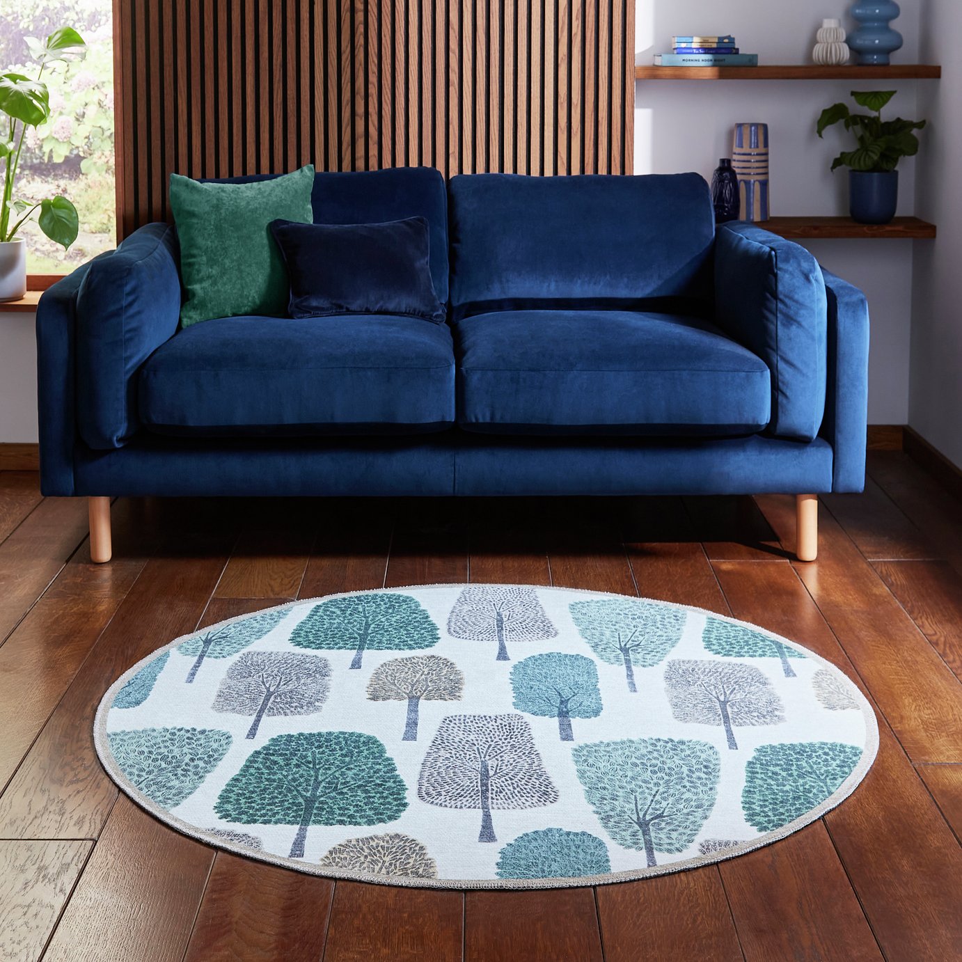 Scion Cedar Juniper Round Green Flatweave Rug - 152cm