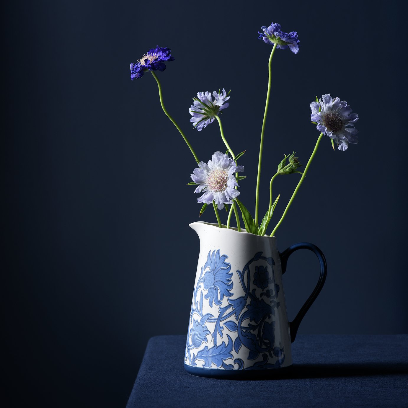 Habitat x Morris & Co. Inky Large Ceramic Jug - Blue