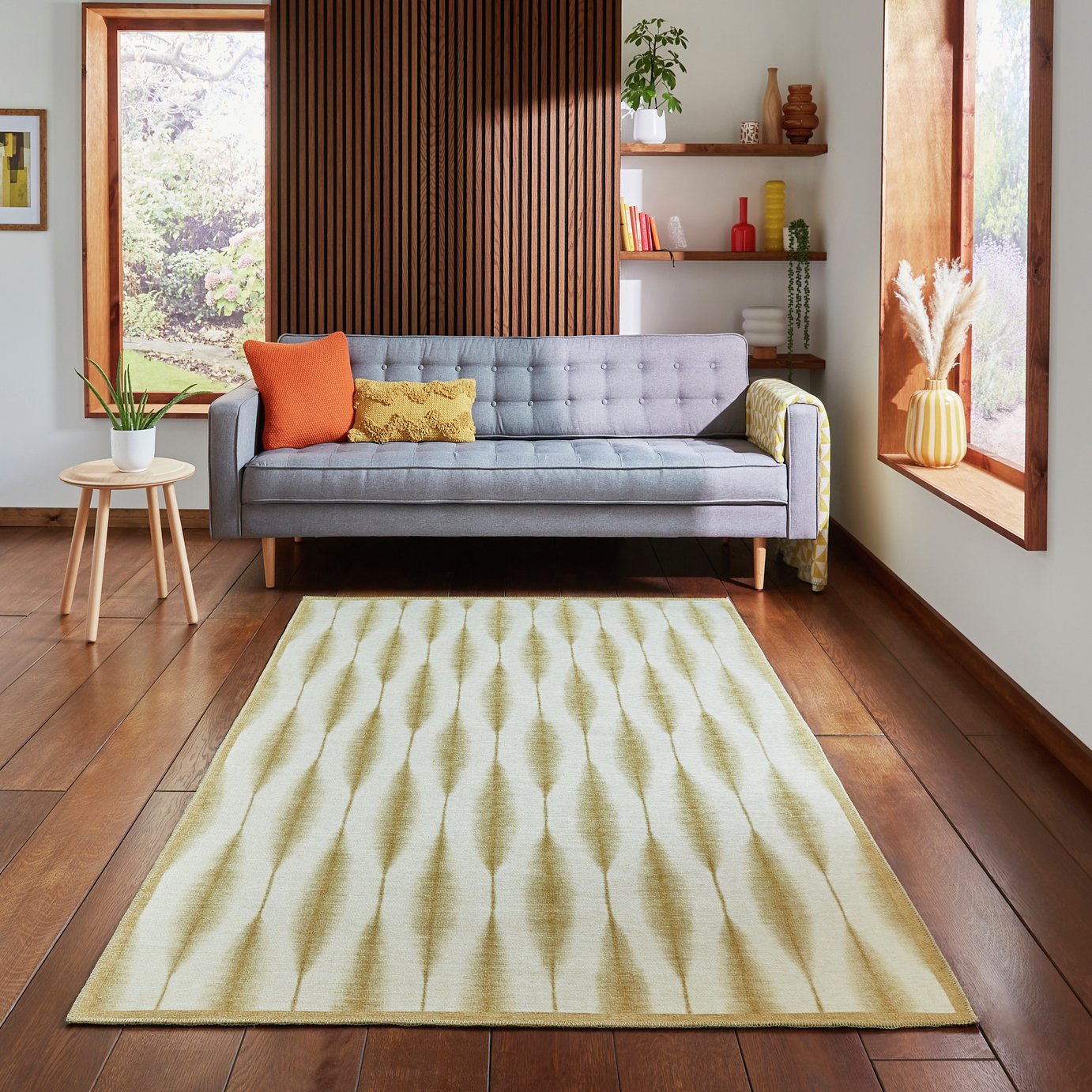Scion Kasuri Honey Yellow Flatweave Rug - 185x290cm