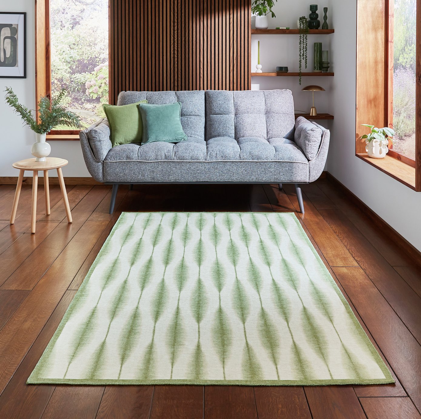 Scion Kasuri Sage Green Flatweave Rug