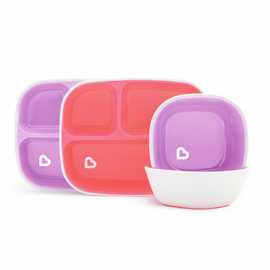 Munchkin Toddler Plate & Bowl Baby Feeding Set Pink & Purple