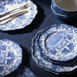 Habitat x Morris & Co. Inky 12 Piece Dinner Set - Blue