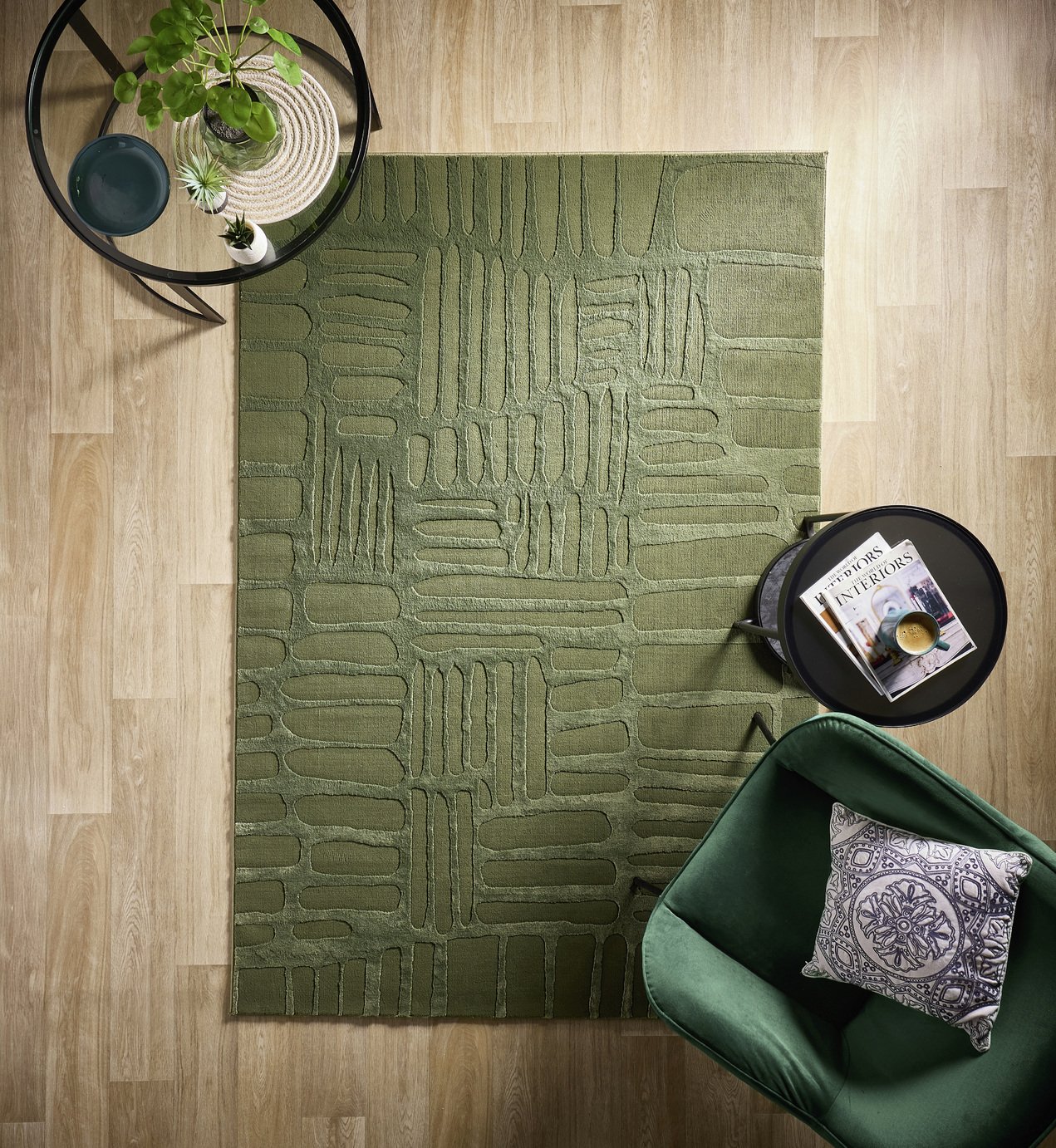 Origin Pathway Green Short Pile Rug