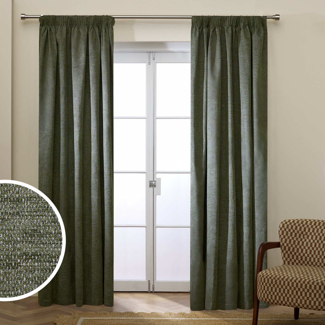 Habitat Basket Weave Pencil Pleat Curtains