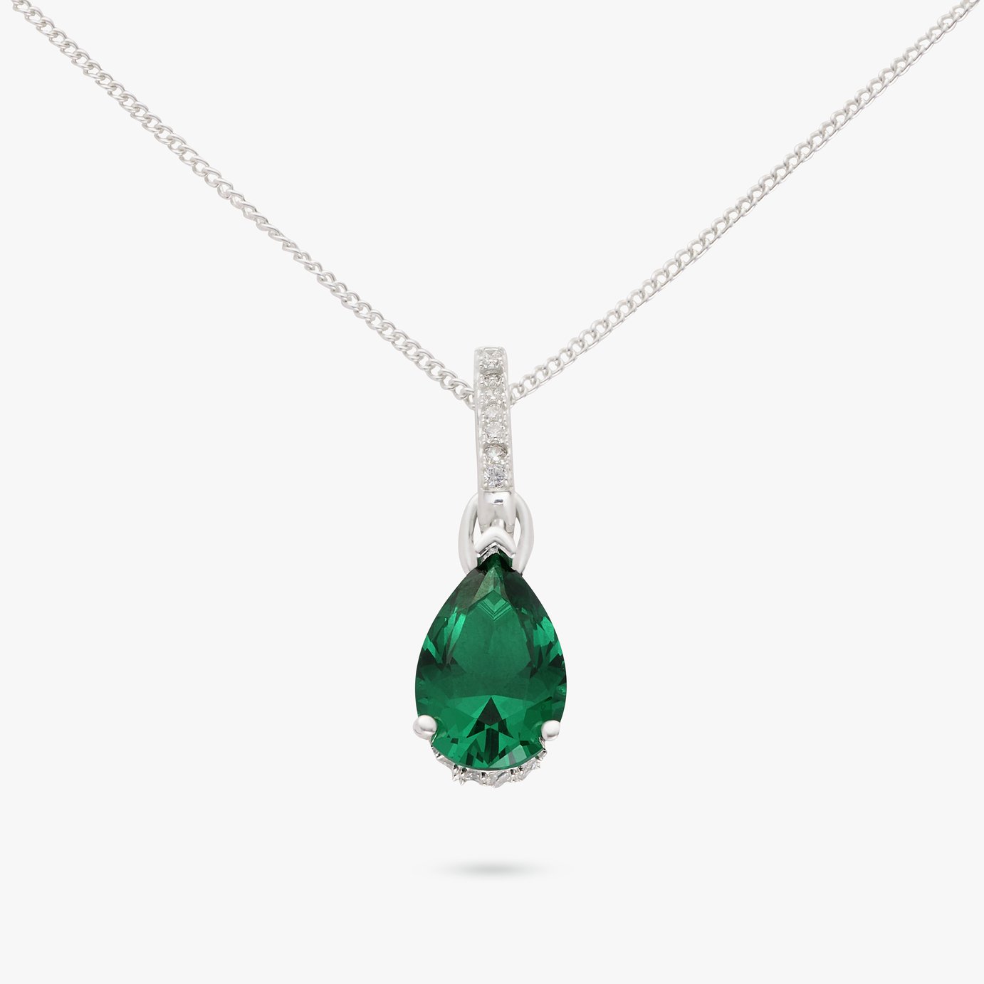 Revere Sterling Silver Emerald Green Pear Pendant Necklace
