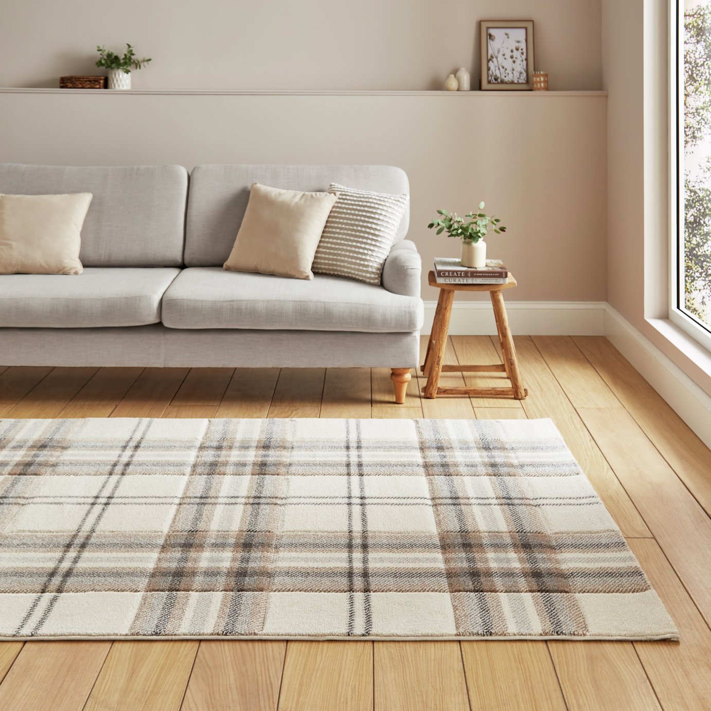 Catherine Lansfield Kelso Natural Short Pile Rug
