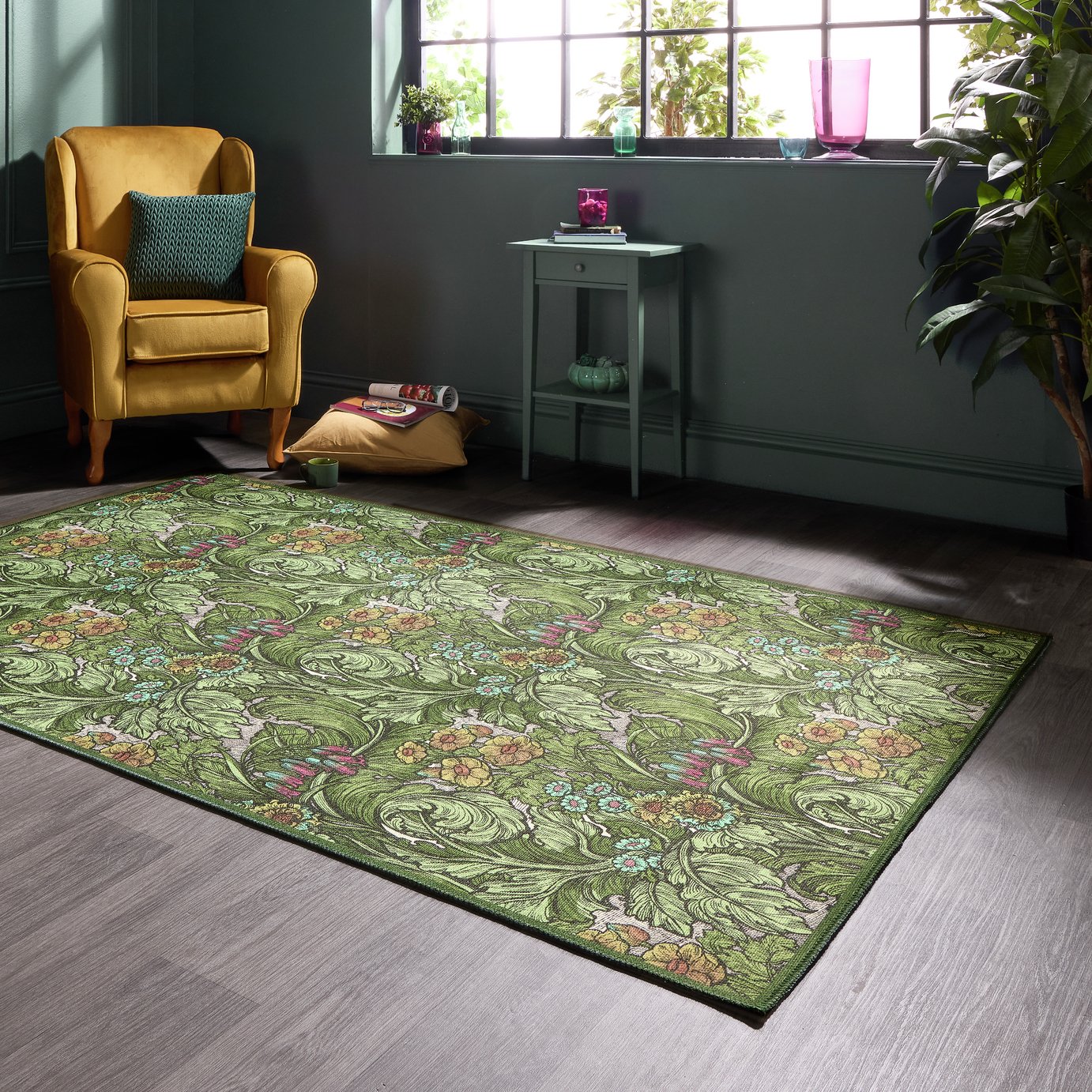 Laurence Llewelyn Bowen Hedgerovia Green Flatweave Rug - 120x170cm
