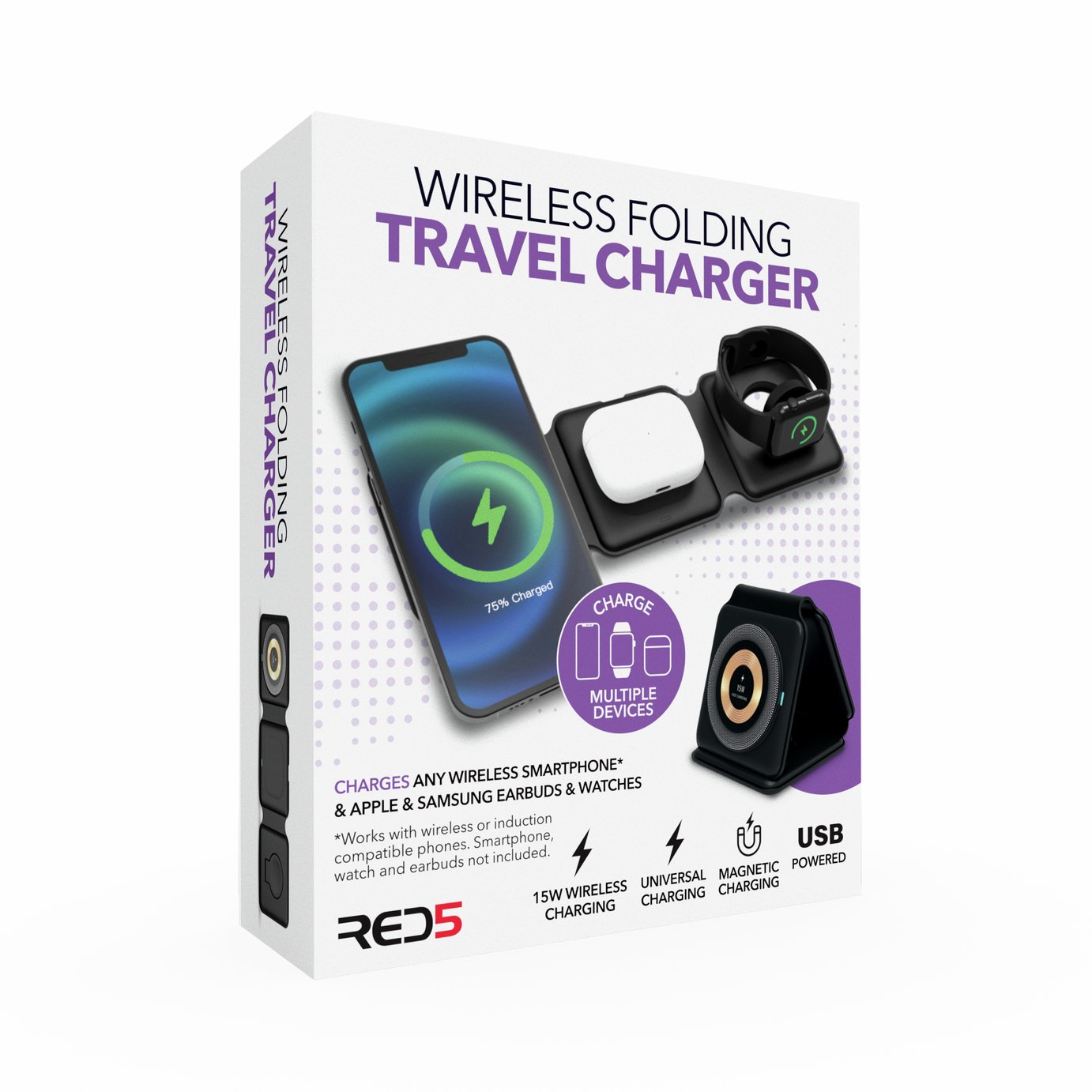 Menkind 3-in-1 Wireless Folding Travel Charger