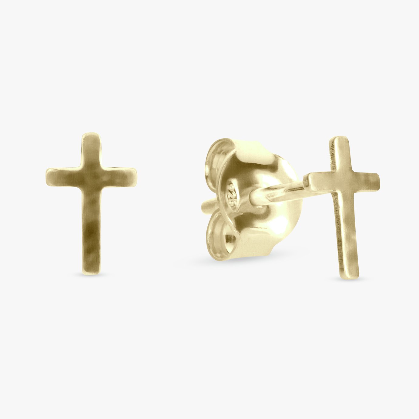 Revere 9ct Gold Plated Sterling Silver Cross Stud Earrings