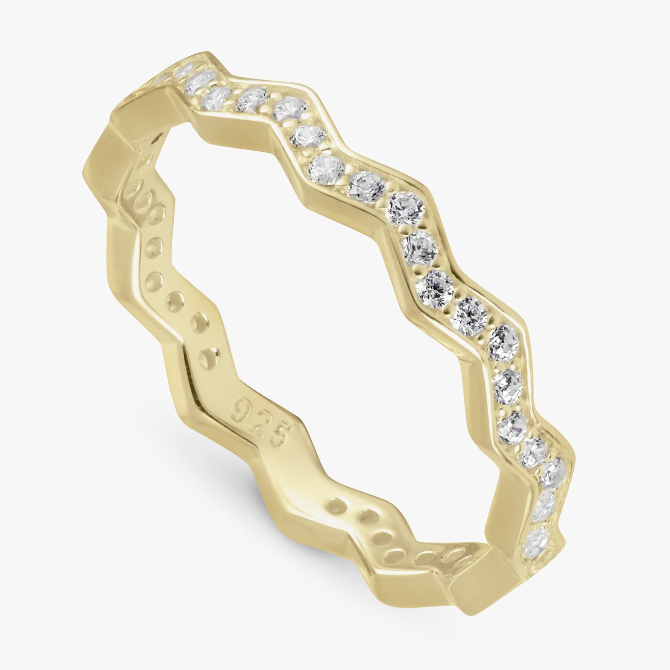 Revere Gold Plated Sterling Silver Zig Zag Ring - Large