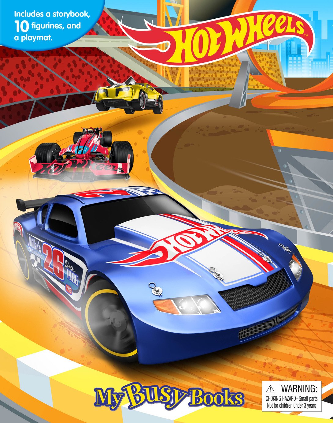 Mattel The Hot Wheels Kids Busy Book with 10 Figurines and Playmat