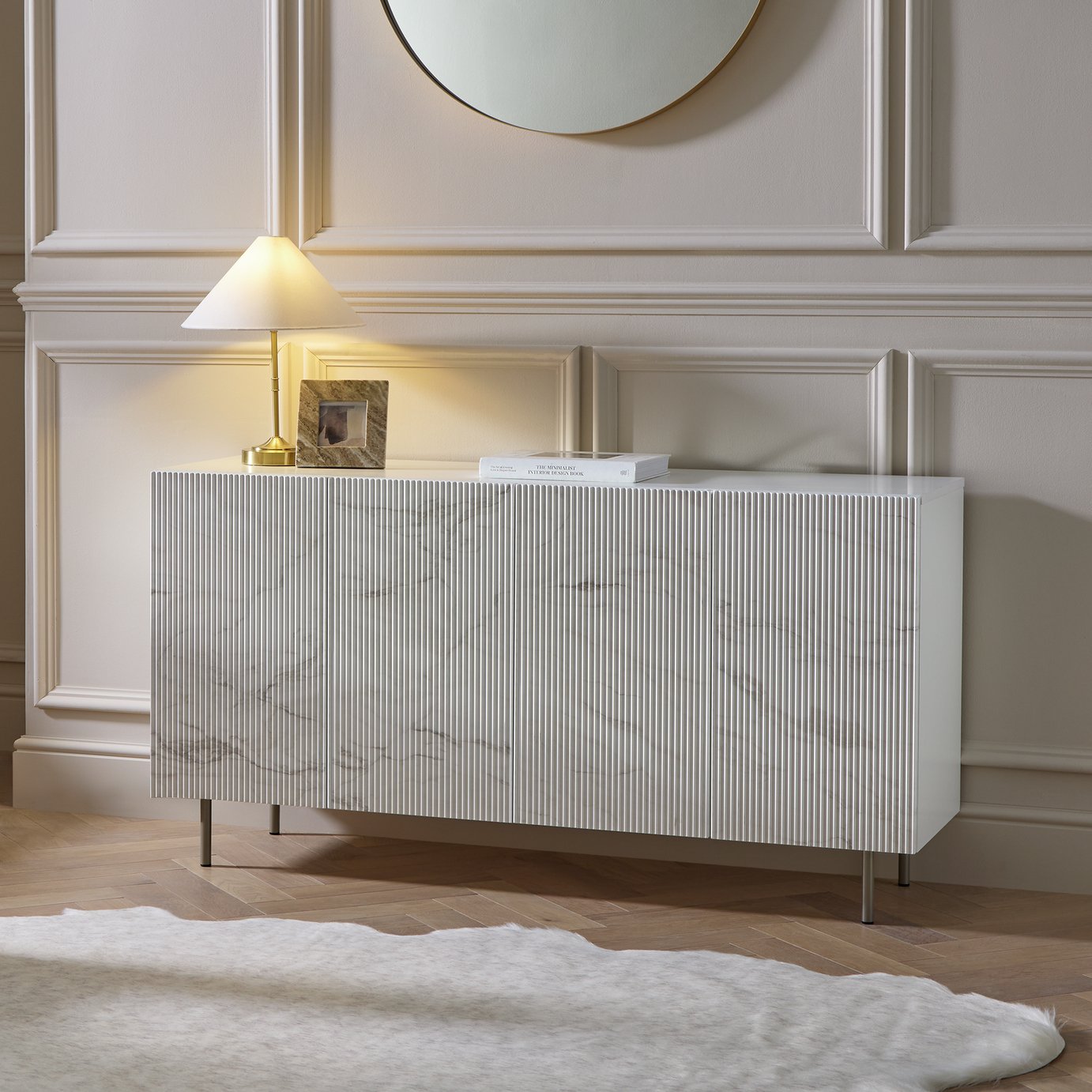 Argos Home  Shayla 4 Door Large Sideboard - Marble Effect