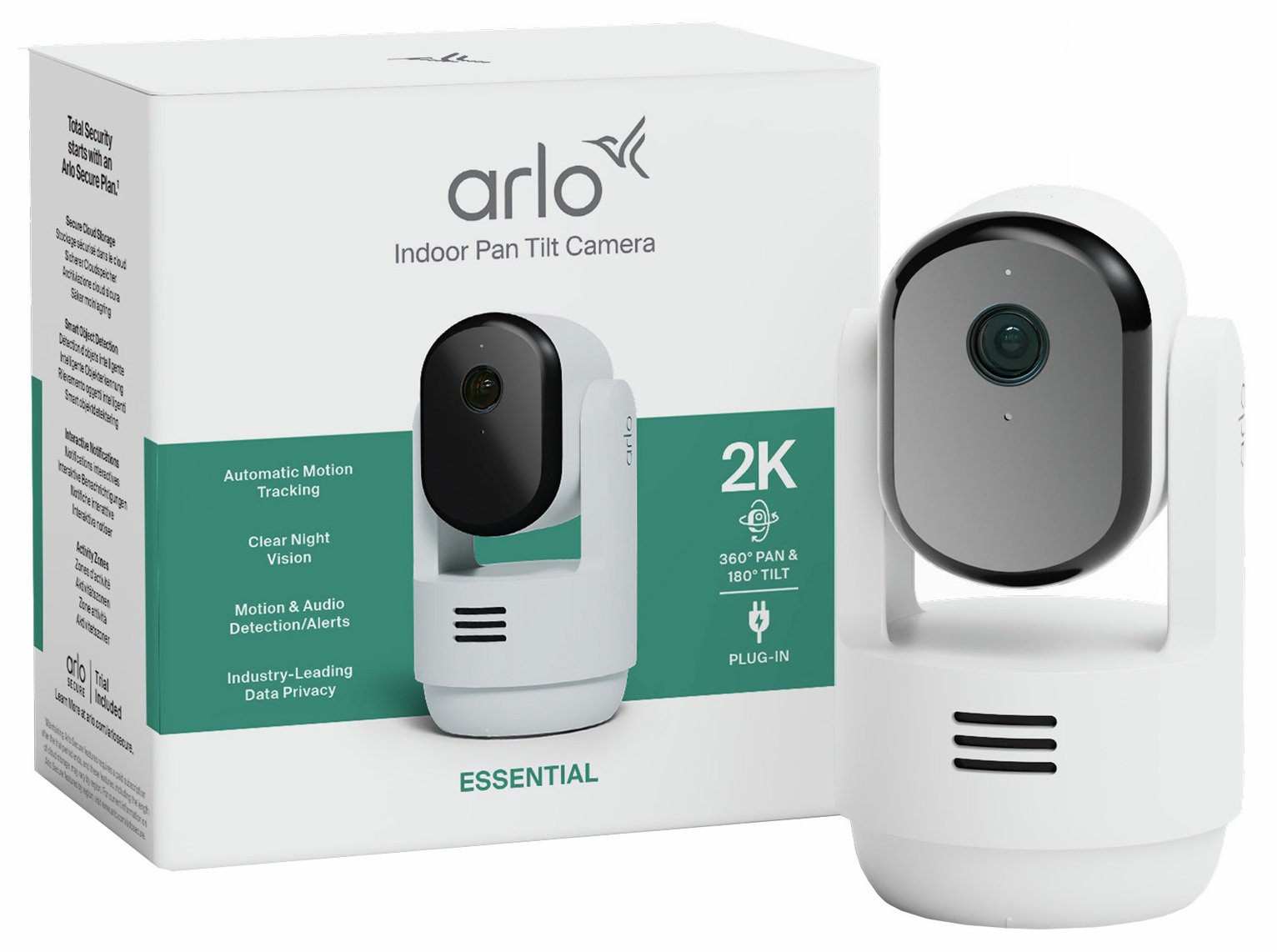 Arlo Essential 3 Pan-Tilt 2K Plug-In Indoor Security Camera