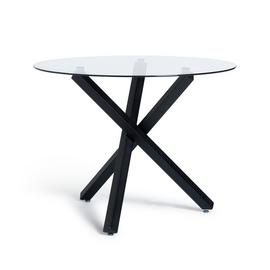 Argos Home Ava Glass 4 Seater Round Dining Table - Black