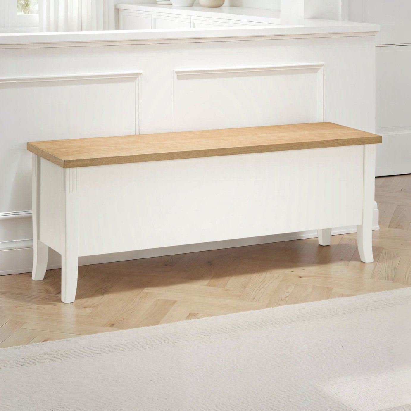 Julian Bowen Davenport Shoe Storage Bench - White & Oak