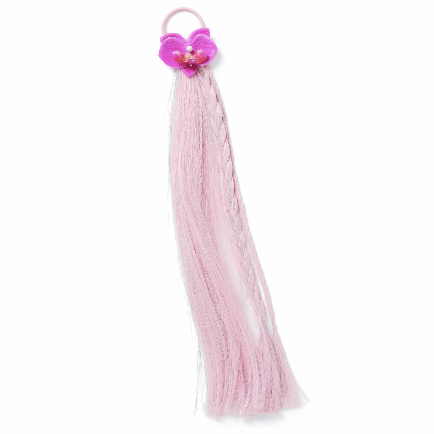 Flitzy Pink flower Fake Extension Hair Tie