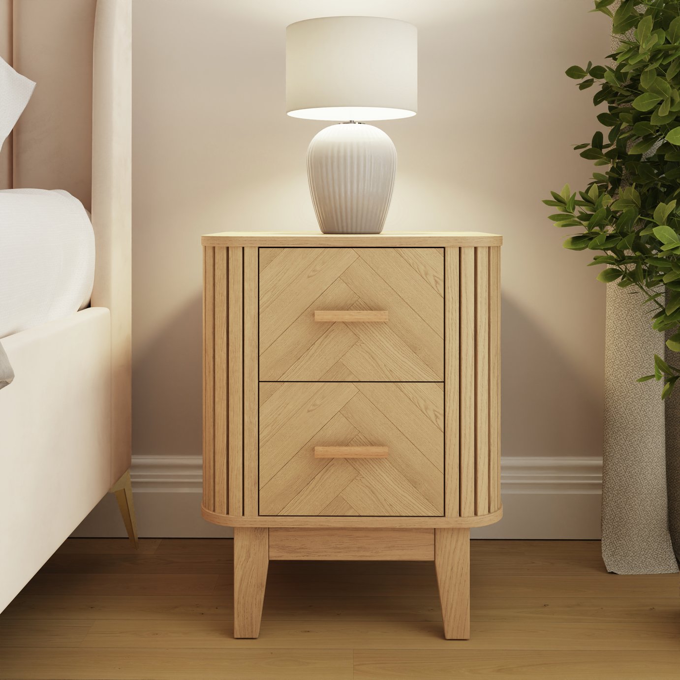 GFW Axel 2 Drawer Bedside Table - Natural