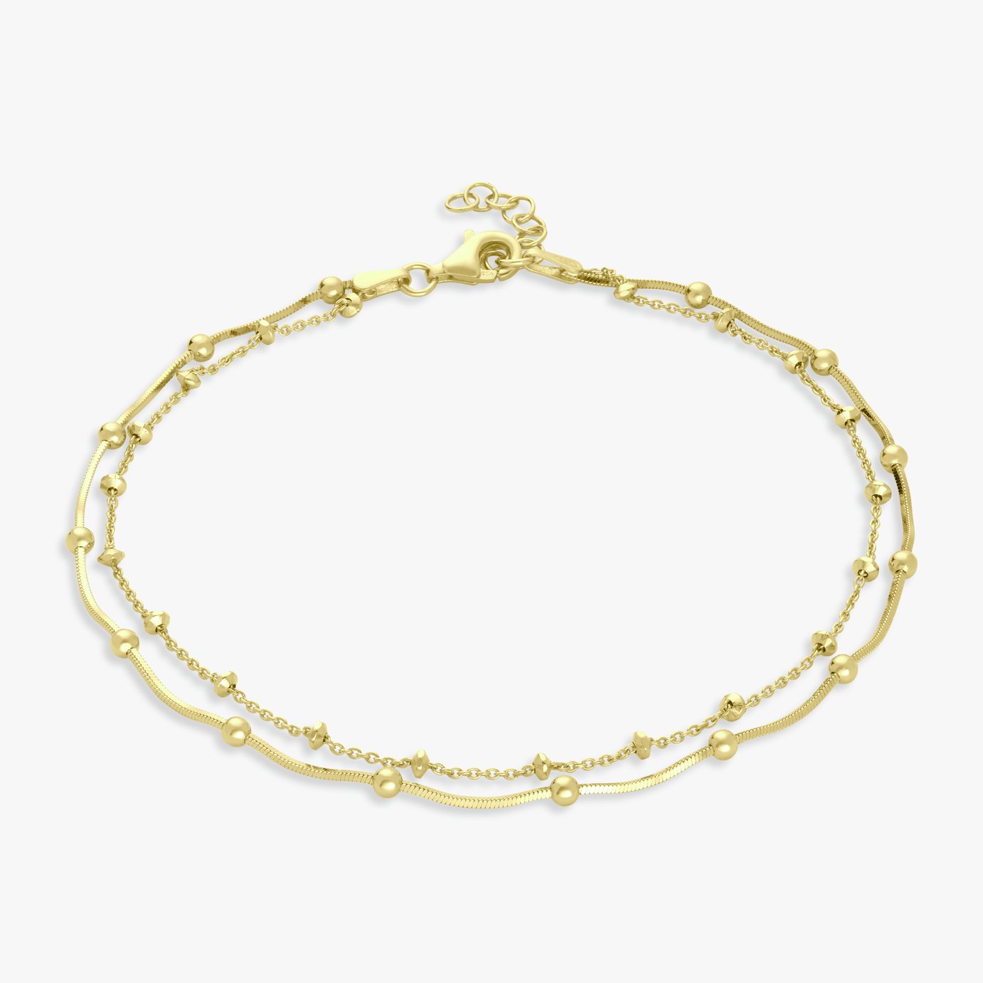 Revere 9ct Gold Plated Sterling Silver Double Chain Anklet