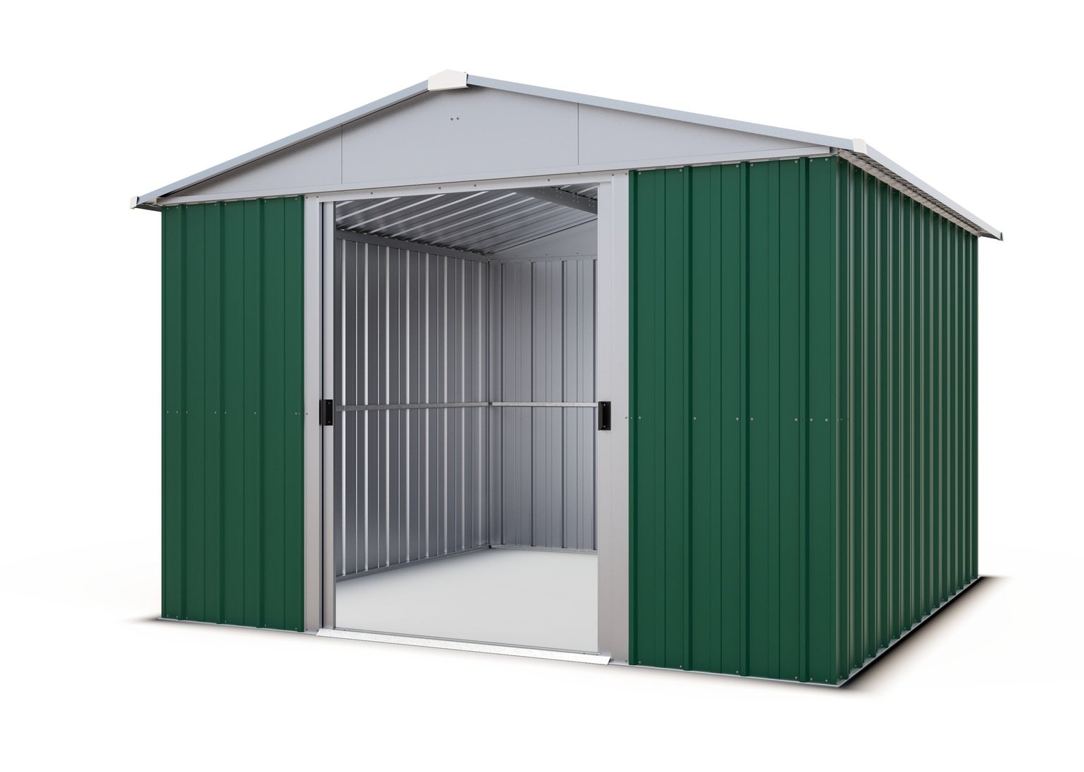 YardMaster Metal Green Apex Garden Shed - 10 x 8ft
