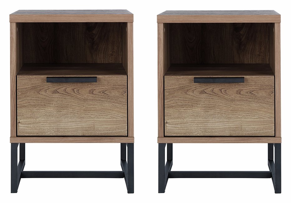 Habitat Nomad 1 Drawer Set of 2 Bedside Tables - Oak Effect