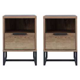 Habitat Nomad 1 Drawer Set of 2 Bedside Tables - Oak Effect