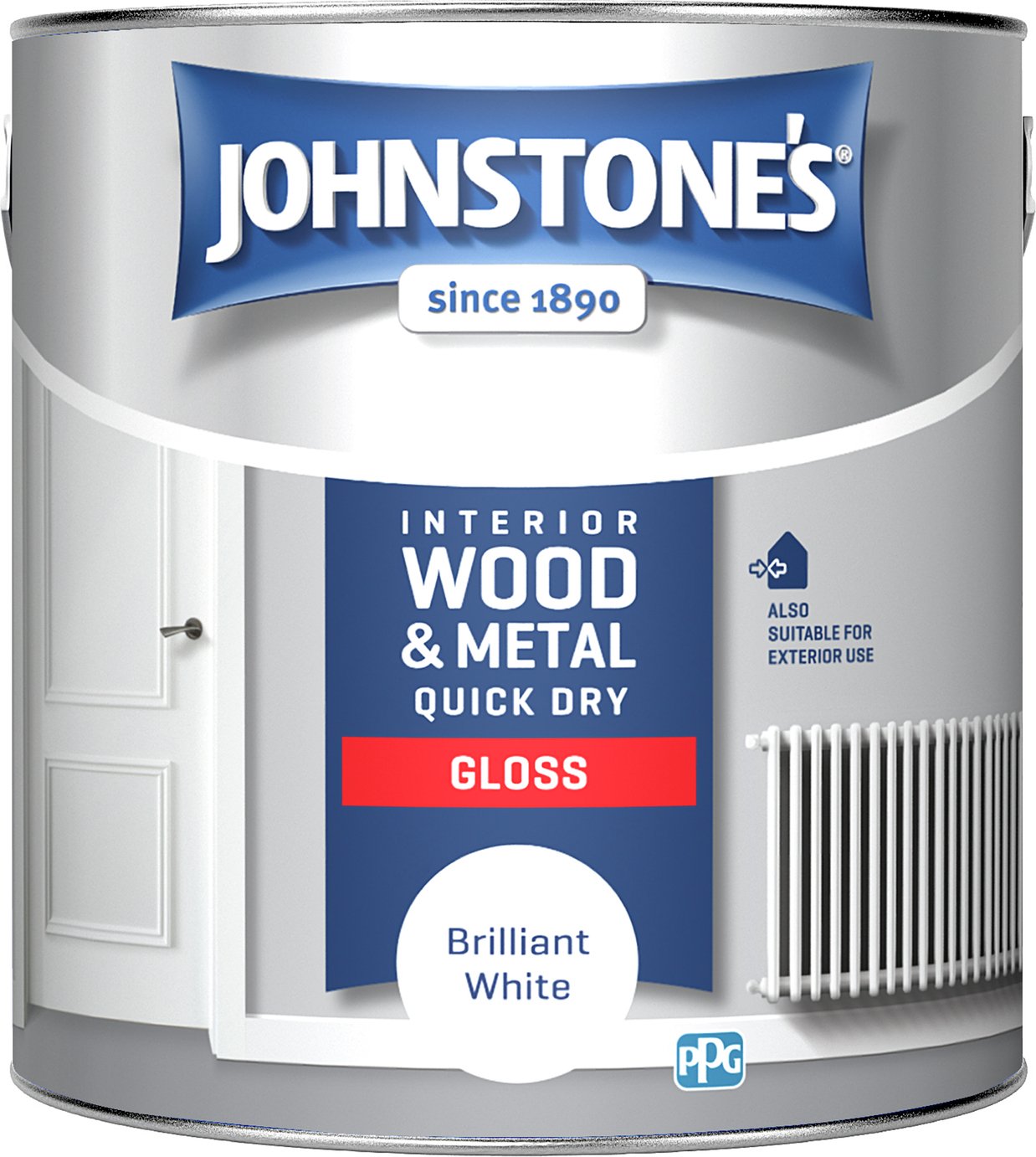 Johnstone's Wood & Metal Gloss Paint - Brilliant White 2.5L