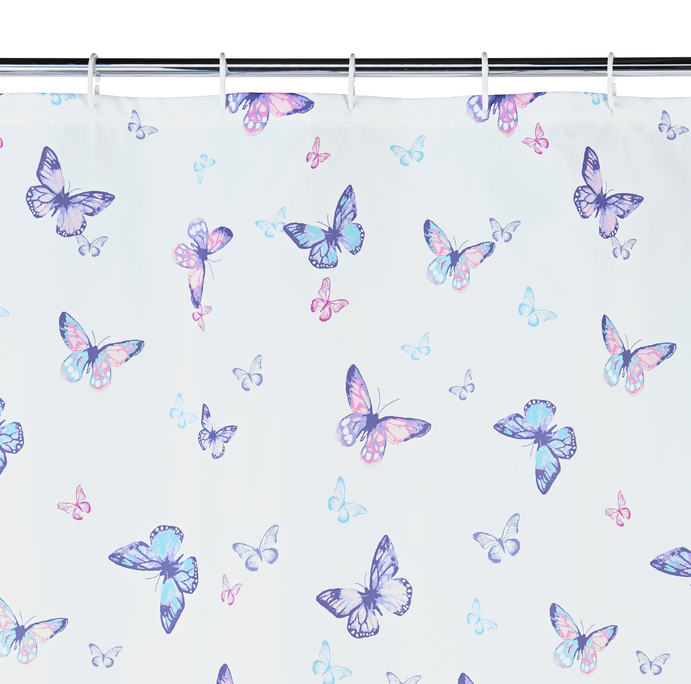 Argos Home Butterfly Scatter Shower Curtain - White & Pink