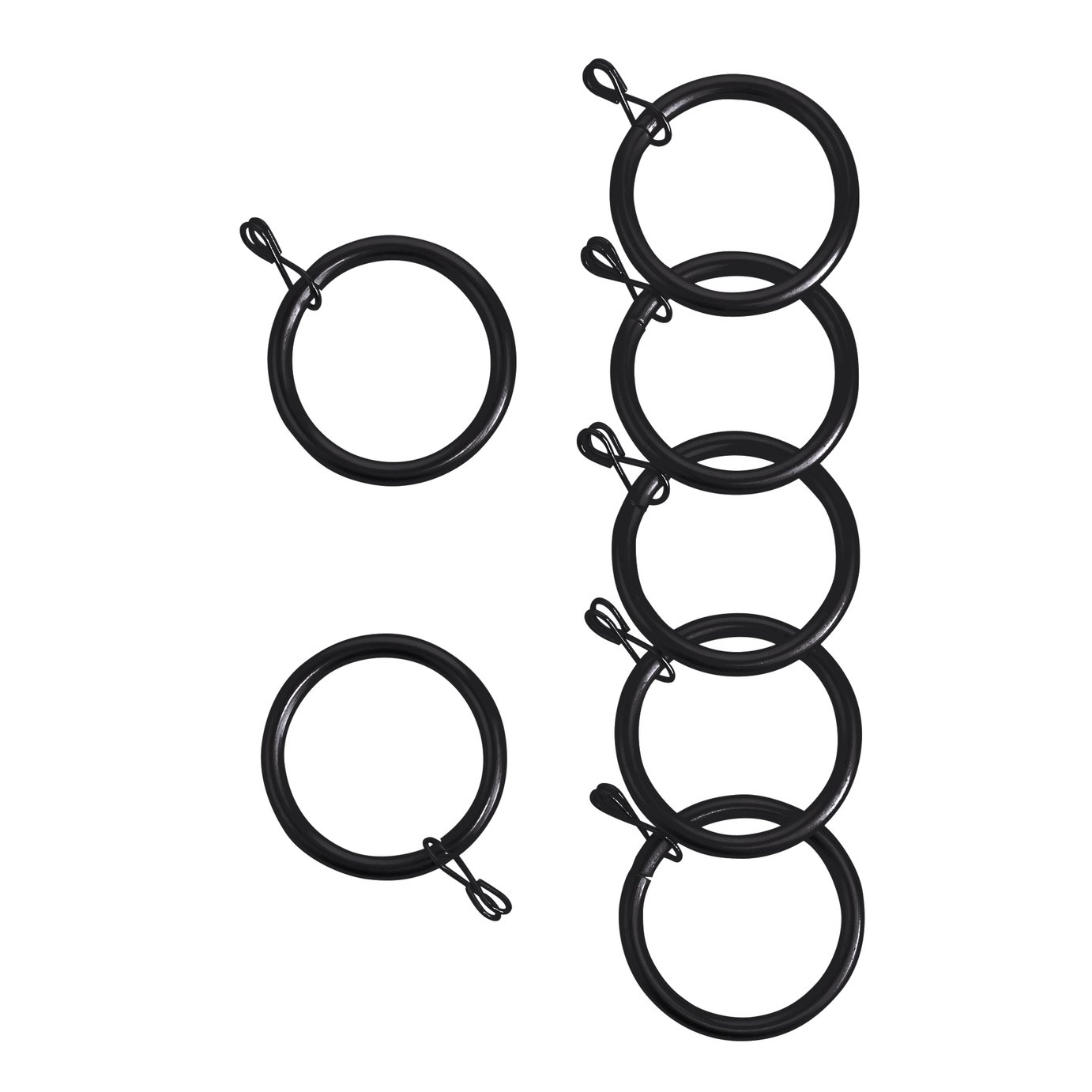 Argos Home Pack of 20 Metal Curtain Rings - Matte Black