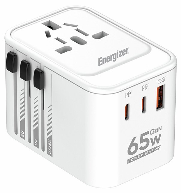 Energizer ETC650 65W USB-A & USB-C Travel Charger - White
