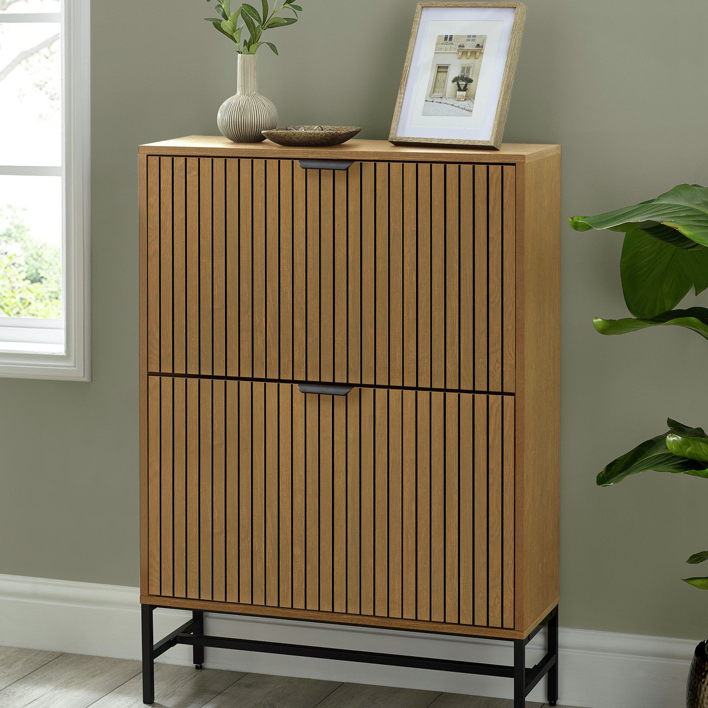 Julian Bowen Sia 2 Door Shoe Storage Cabinet - Natural