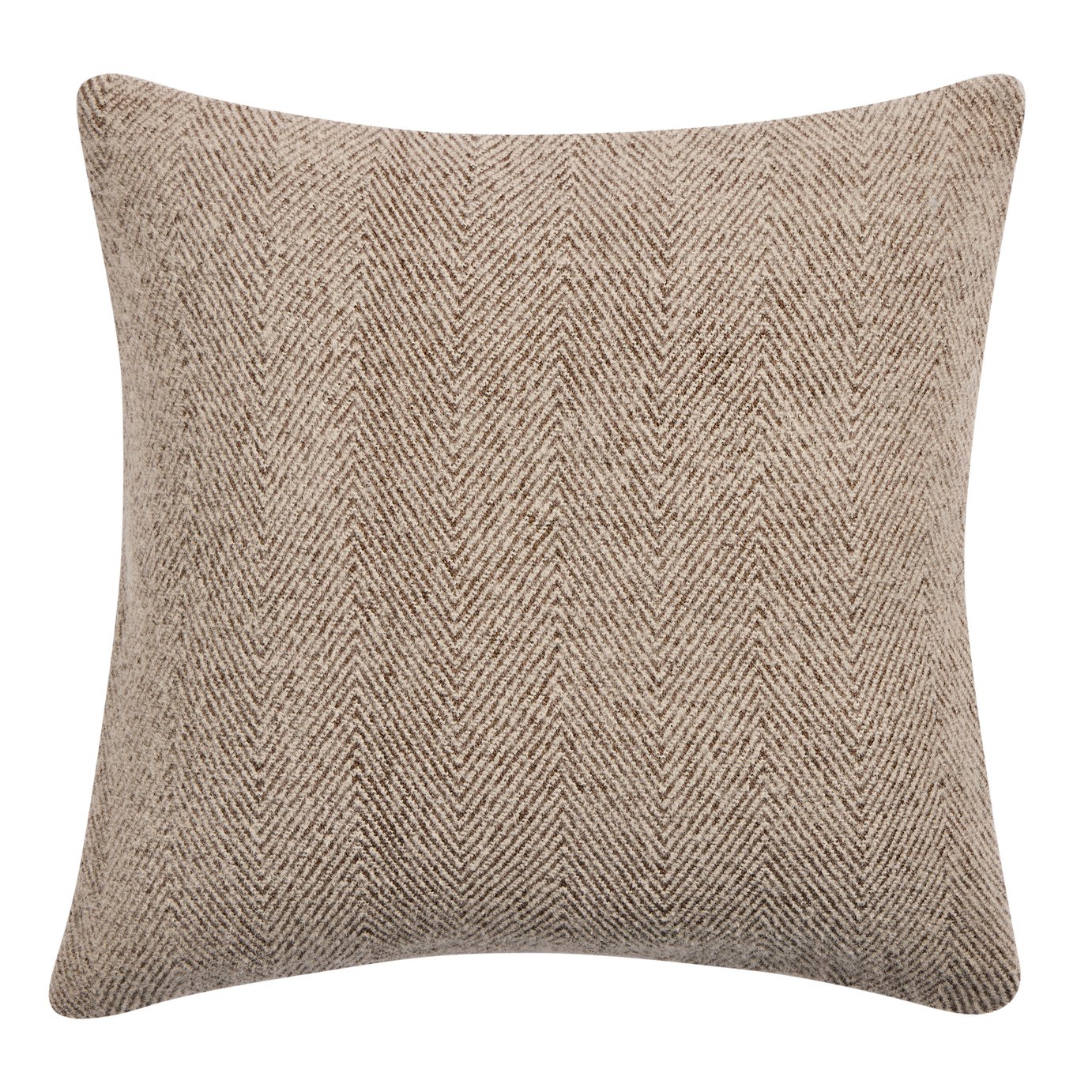 Habitat Herringbone Faux Wool Cushion Brown - 50x50cm