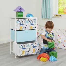 Liberty House Toys Kids Dinosaur 3 Drawer Storage Unit- Blue