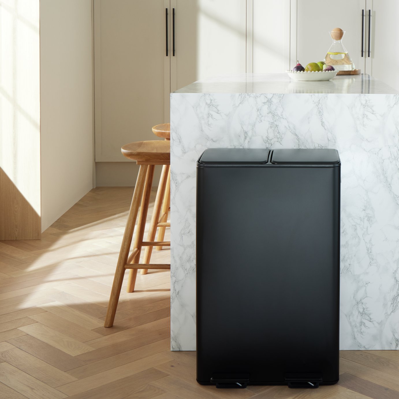 Habitat 60 Litre Twin Compartment Kitchen Pedal Bin - Black