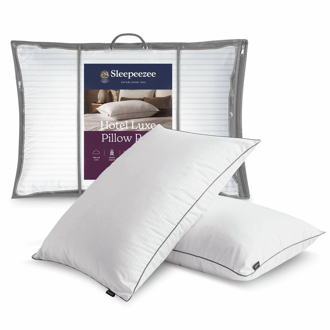 Sleepeezee Hotel Luxe Medium Pillow - 2 Pack