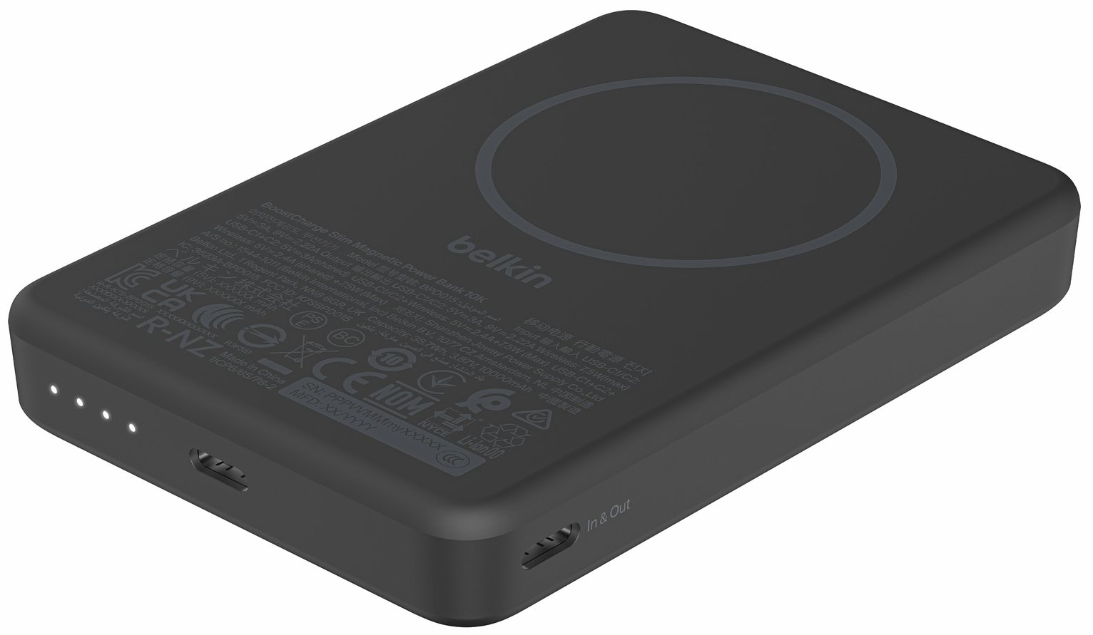 Belkin 10000mAh Slimline Magnetic Portable Power Bank - Black