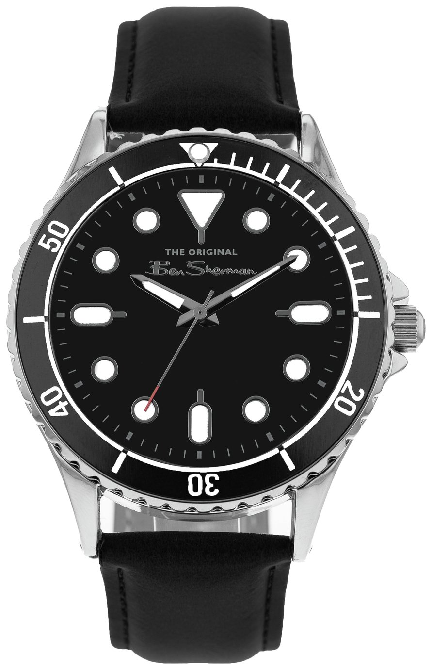 Ben Sherman Silver Bezel Black Strap Watch