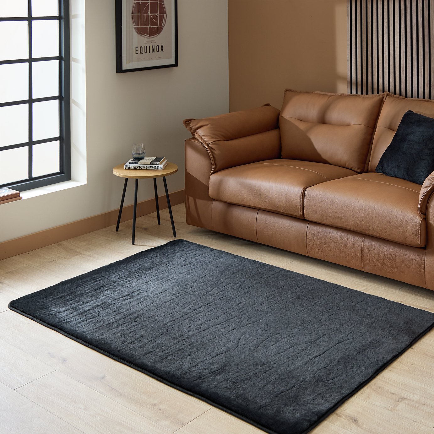 Argos Home Microplush Black Rug - 120x170cm