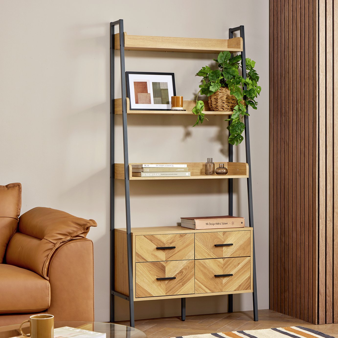 Argos Home Arnel Chevron Bookcase - Natural