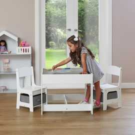 Liberty House Kids Chalkboard Table & 2 Chairs -White & Grey