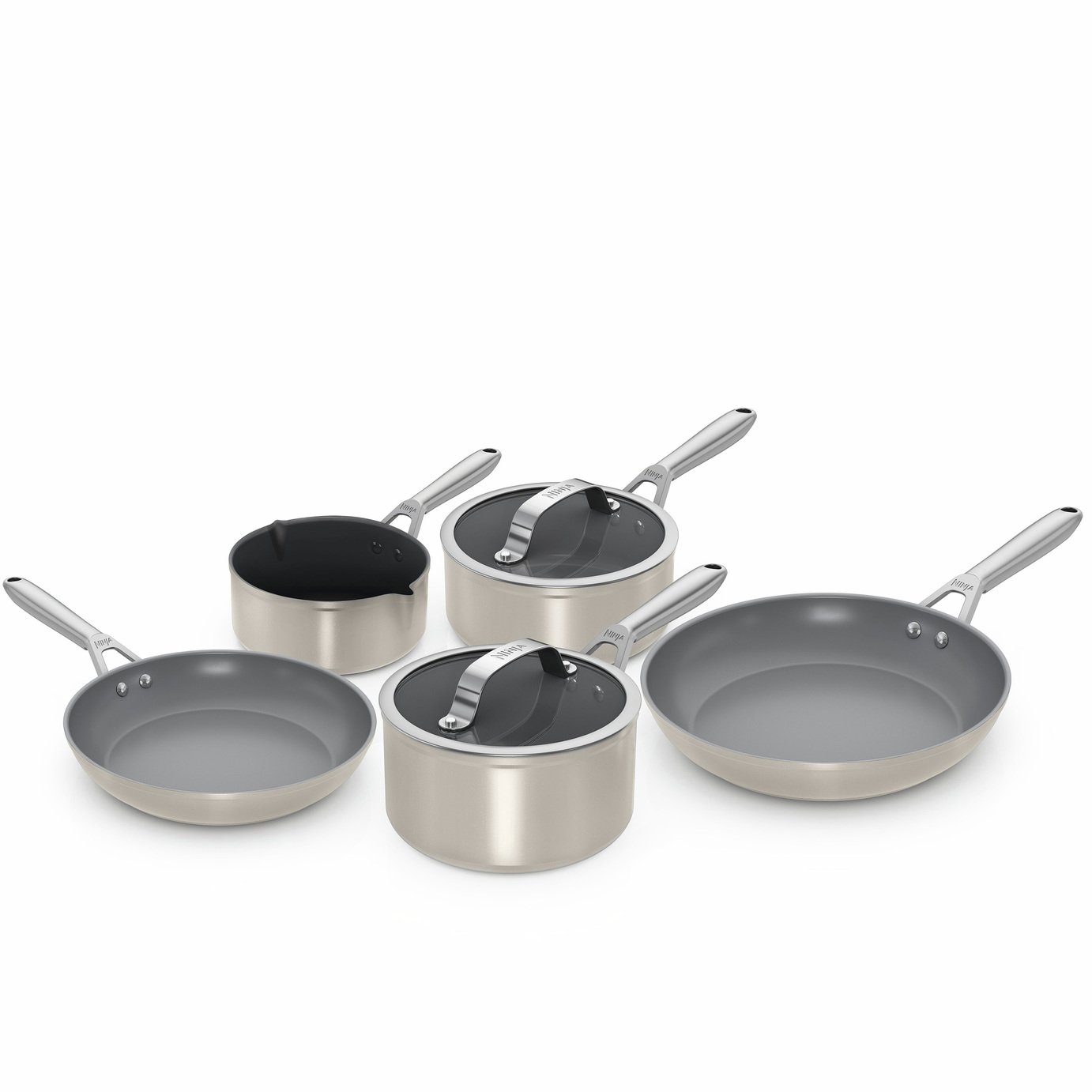 Ninja Ceramic Pro 5 Piece Non Stick Aluminium Pan Set-Silver