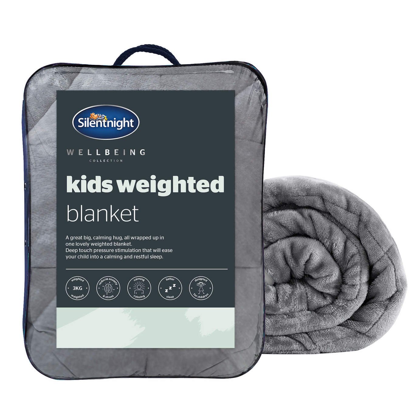 Silentnight Wellbeing Kids Grey Weighted Blanket - 150x100cm