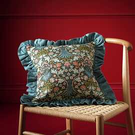 Habitat x Morris & Co. Hyacinth Ruffle Cushion Green - 43x43cm