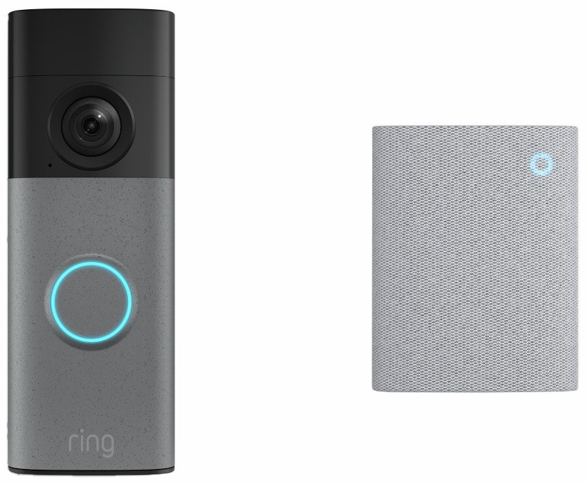 Ring Battery Video Doorbell (Newest Gen) Retinal 2K & Chime - Speckled Grey