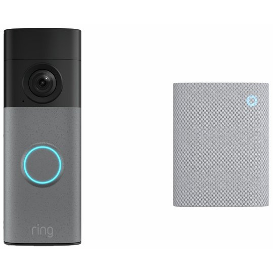 Ring Battery Video Doorbell (Newest Gen) Retinal 2K & Chime - Speckled Grey