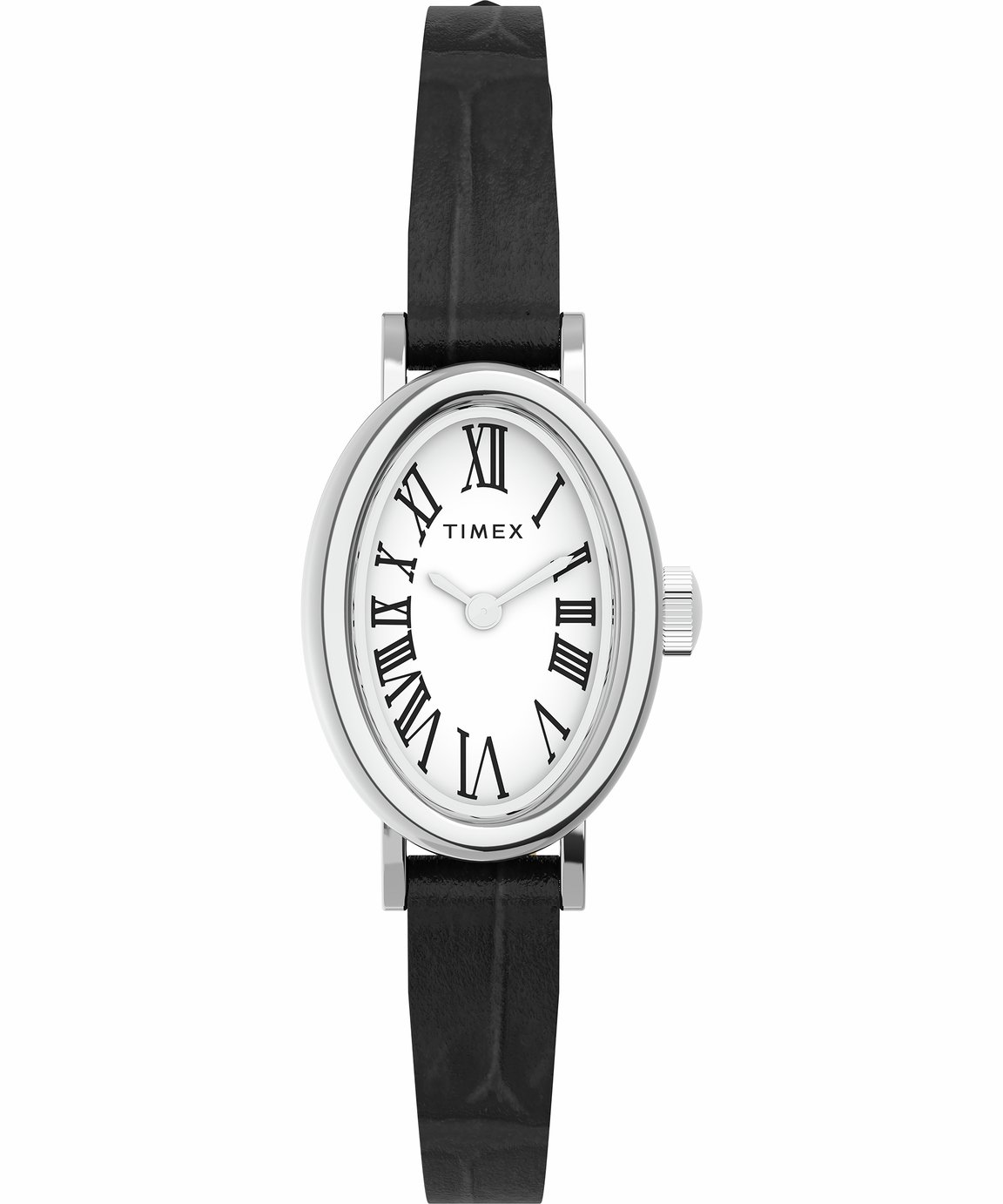 Timex Cavatina White Dial Black Leather Strap Watch