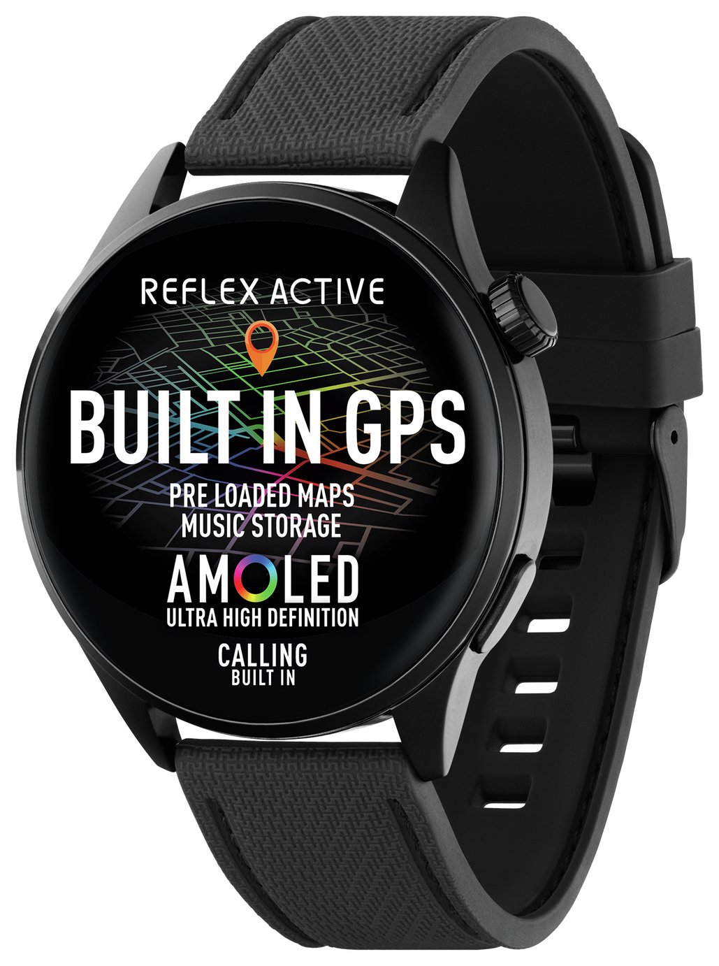 Reflex Active Amoled GPS Calling Smart Watch Pre-loaded Maps